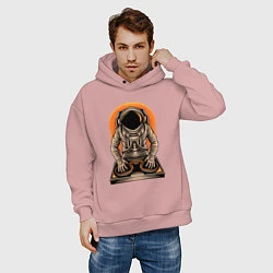 Толстовка оверсайз мужская Космонавт диджей - cosmo DJ, цвет: пыльно-розовый — фото 2