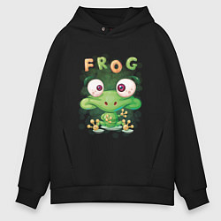 Толстовка оверсайз мужская Funny frog, цвет: черный