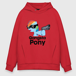 Толстовка оверсайз мужская Gangsta pony, цвет: красный