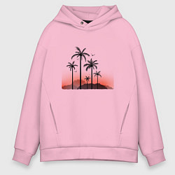 Толстовка оверсайз мужская Palm tree, цвет: светло-розовый