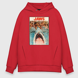 Толстовка оверсайз мужская Jaws beach poster, цвет: красный