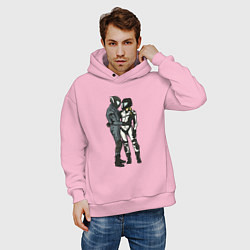 Толстовка оверсайз мужская Влюблённые мотоциклисты, цвет: светло-розовый — фото 2