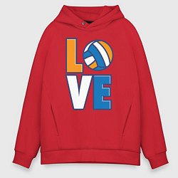 Толстовка оверсайз мужская Love Volleyball, цвет: красный