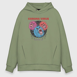 Толстовка оверсайз мужская Коронавирус Coronavirus, цвет: авокадо