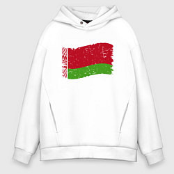 Толстовка оверсайз мужская Флаг - Беларусь, цвет: белый