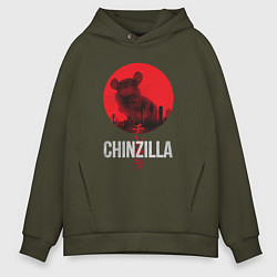 Толстовка оверсайз мужская Chinzilla white, цвет: хаки