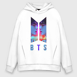 Толстовка оверсайз мужская Logo BTS, цвет: белый