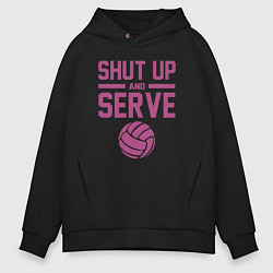 Толстовка оверсайз мужская Shut Up And Serve, цвет: черный