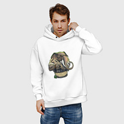 Толстовка оверсайз мужская Слон-военный, цвет: белый — фото 2