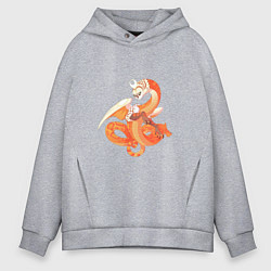 Толстовка оверсайз мужская Дракон солнца, цвет: меланж