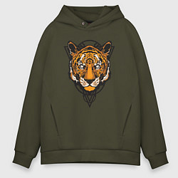 Толстовка оверсайз мужская Tiger Style, цвет: хаки