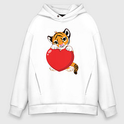 Толстовка оверсайз мужская Tiger Love, цвет: белый