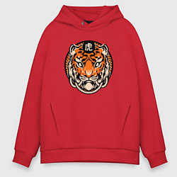 Толстовка оверсайз мужская Amazing Tiger, цвет: красный