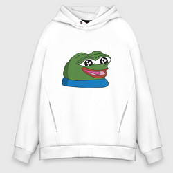 Толстовка оверсайз мужская Pepe happy Пепе хеппи, цвет: белый