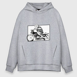 Толстовка оверсайз мужская Майки Едет на байке Токийские мстители, цвет: меланж