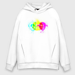 Толстовка оверсайз мужская Призраки Хэллоуина хлопок, цвет: белый