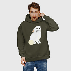 Толстовка оверсайз мужская Шкодливый Чихуахуа, цвет: хаки — фото 2