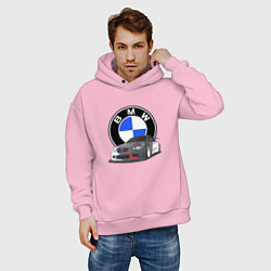 Толстовка оверсайз мужская БМВ Е92 BMW E92, цвет: светло-розовый — фото 2