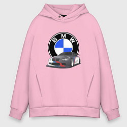 Толстовка оверсайз мужская БМВ Е92 BMW E92, цвет: светло-розовый