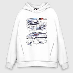 Толстовка оверсайз мужская Toyota Gazoo Racing sketch, цвет: белый