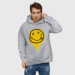 Толстовка оверсайз мужская NIRVANA SMILE НИРВАНА СМАЙЛ, цвет: меланж — фото 2