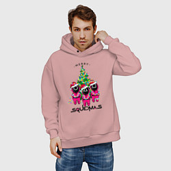 Толстовка оверсайз мужская Guardians Merry squidmas, цвет: пыльно-розовый — фото 2