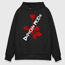 Толстовка оверсайз мужская Depeche Mode красная роза, цвет: черный
