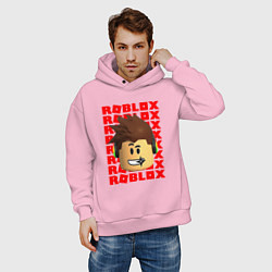 Толстовка оверсайз мужская ROBLOX RED LOGO LEGO FACE, цвет: светло-розовый — фото 2