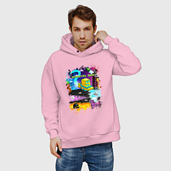 Толстовка оверсайз мужская Geometry Dash: Pixel Logo, цвет: светло-розовый — фото 2