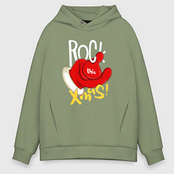 Толстовка оверсайз мужская Red mittens Rock this xmas, цвет: авокадо