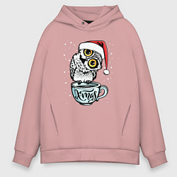 Толстовка оверсайз мужская X-mas Owl, цвет: пыльно-розовый