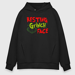 Толстовка оверсайз мужская Resting Grinch Face Новогодний, цвет: черный
