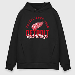 Толстовка оверсайз мужская Detroit Red Wings Детройт Ред Вингз, цвет: черный