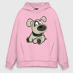 Толстовка оверсайз мужская Щенок глазастый бежевый, цвет: светло-розовый