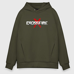 Толстовка оверсайз мужская CROSSFIREX ЛОГО ОРИГИНАЛЬНЫЙ, цвет: хаки