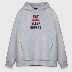 Толстовка оверсайз мужская Eat оливье Sleep Repeat, цвет: меланж