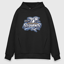 Толстовка оверсайз мужская Wilmington sharks -baseball team, цвет: черный