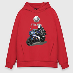 Толстовка оверсайз мужская YAMAHA - legendary racing team!, цвет: красный