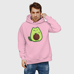 Толстовка оверсайз мужская Avo cat o подмигивает, цвет: светло-розовый — фото 2