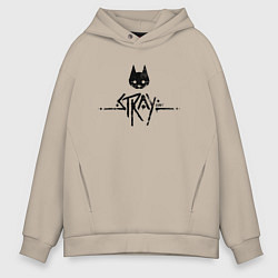 Толстовка оверсайз мужская Stray: Black Logo, цвет: миндальный