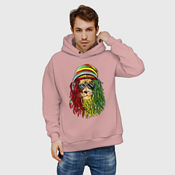 Толстовка оверсайз мужская Rasta lioN, цвет: пыльно-розовый — фото 2