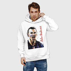 Толстовка оверсайз мужская Zlatan Ibrahimovich - striker, Milan, цвет: белый — фото 2