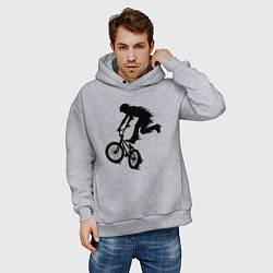 Толстовка оверсайз мужская ВЕЛОСПОРТ BMX Racing ВЕЛОСИПЕДИСТ, цвет: меланж — фото 2