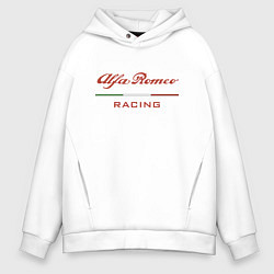 Толстовка оверсайз мужская Alfa Romeo racing - logo, цвет: белый