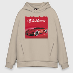 Толстовка оверсайз мужская Alfa Romeo - красная мечта!, цвет: миндальный