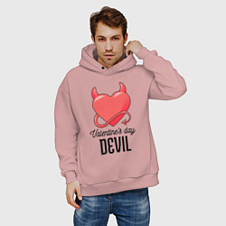 Толстовка оверсайз мужская Valentines Day Devil, цвет: пыльно-розовый — фото 2