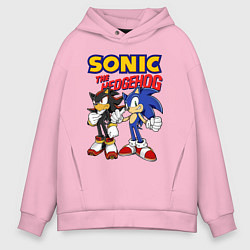Толстовка оверсайз мужская ЕЖ СОНИК SONIC THE HEDGEHOG, цвет: светло-розовый