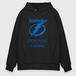 Толстовка оверсайз мужская Tampa Bay Lightning is coming, Тампа Бэй Лайтнинг, цвет: черный