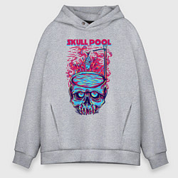 Толстовка оверсайз мужская Череп с бассейном, цвет: меланж