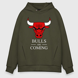 Толстовка оверсайз мужская Chicago Bulls are coming Чикаго Буллз, цвет: хаки